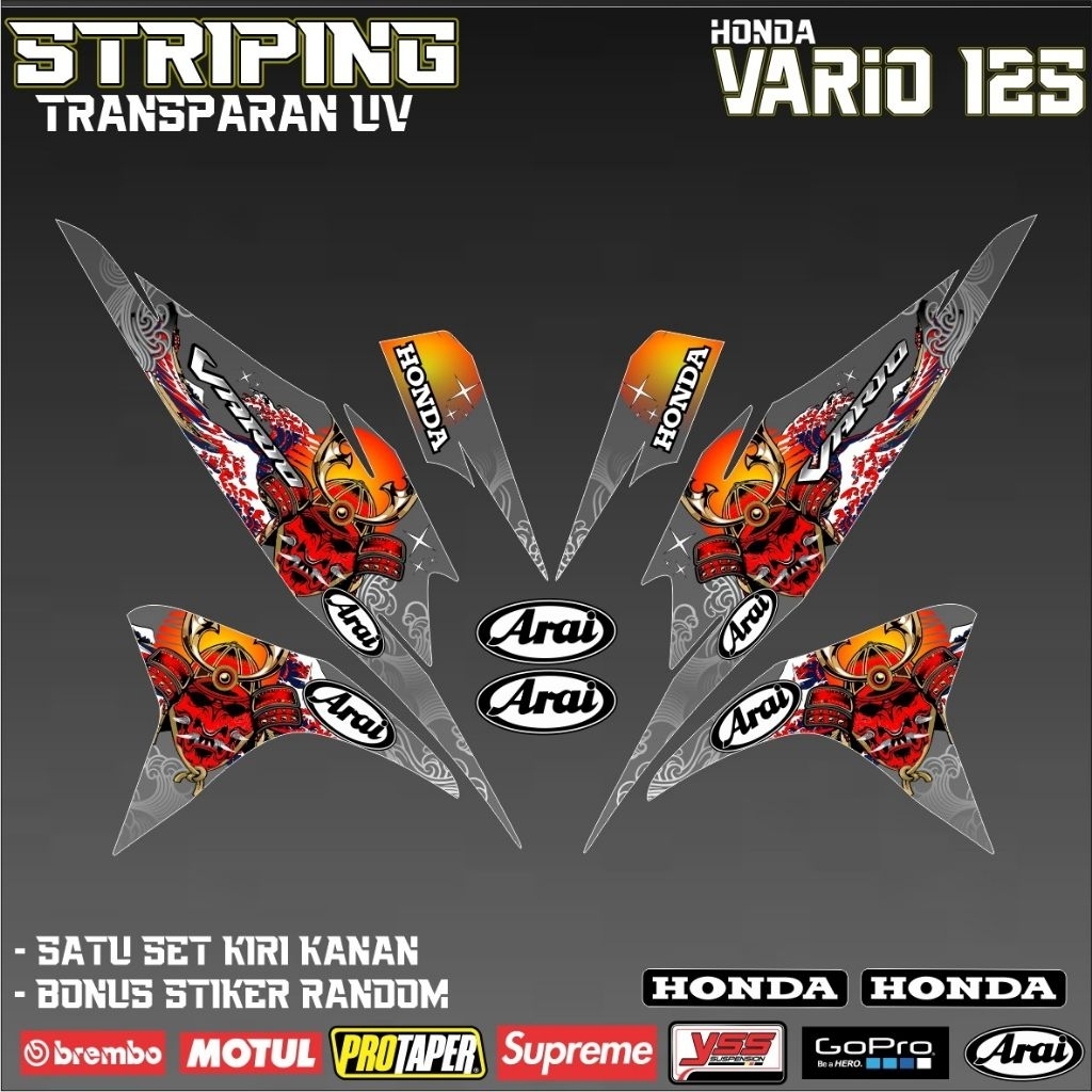 Striping Transparan Uv Honda Vario 125 Old 2012, 2013, 2014, 2015 / Decal Stiker Motor Vario 125 The