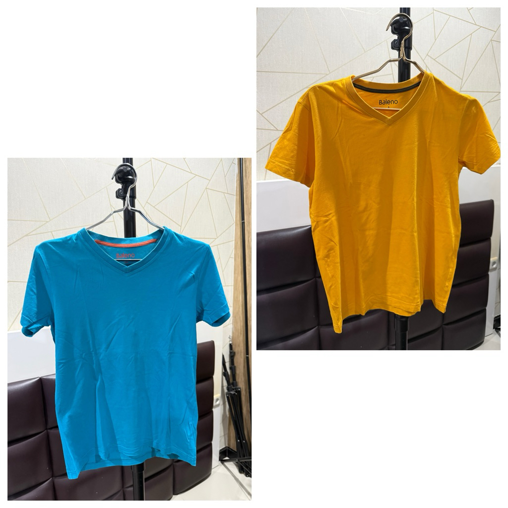 Preloved Kaos Wanita Baleno Biru dan Kuning Kunyit