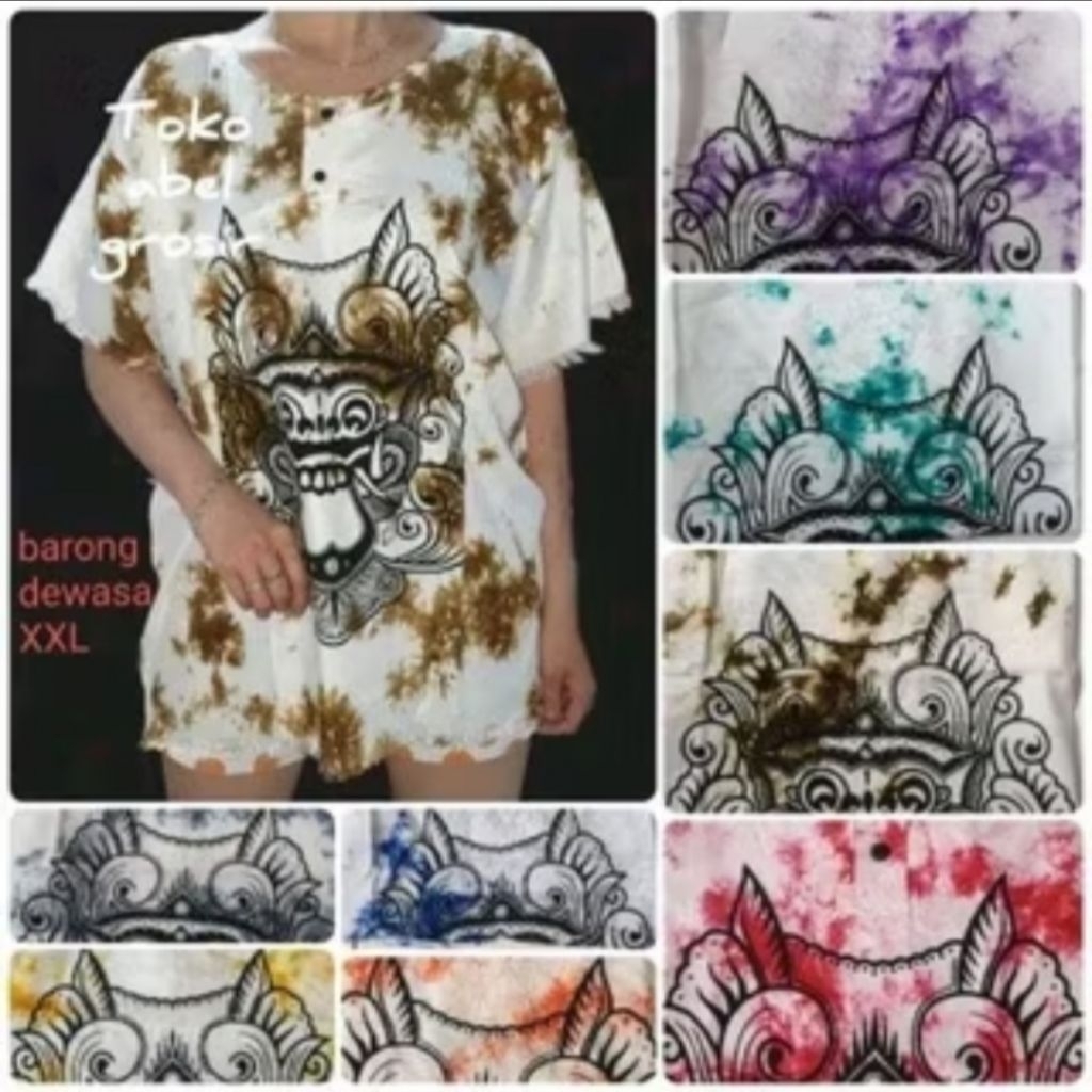 kaos rayon pantai barong balinan dasar putihan pria dan wanita / kaos barong / kaos balinan / kaos p