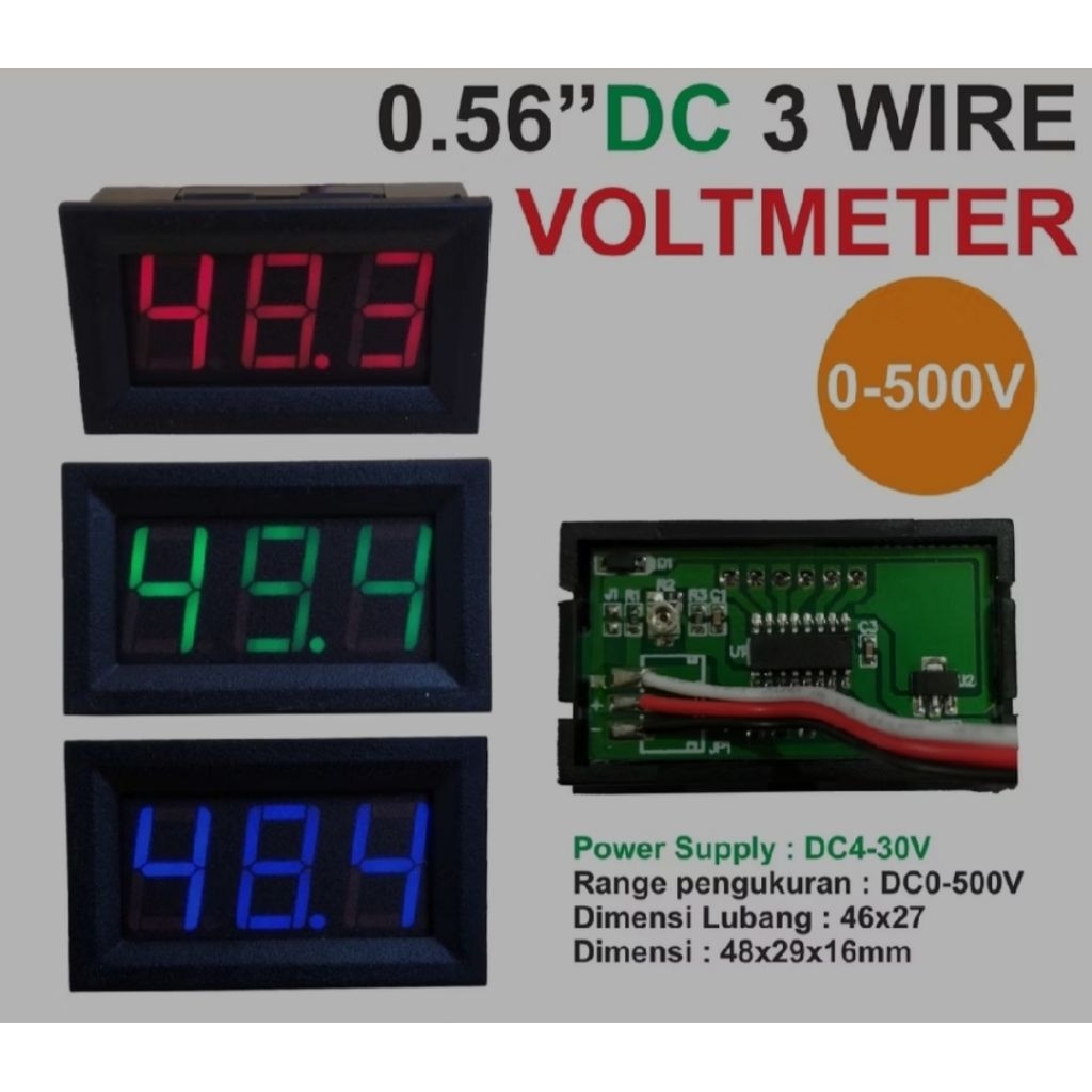 VOLT METER DC TEGANGAN TINGGI 0 - 500V 500 V DC HIJAU