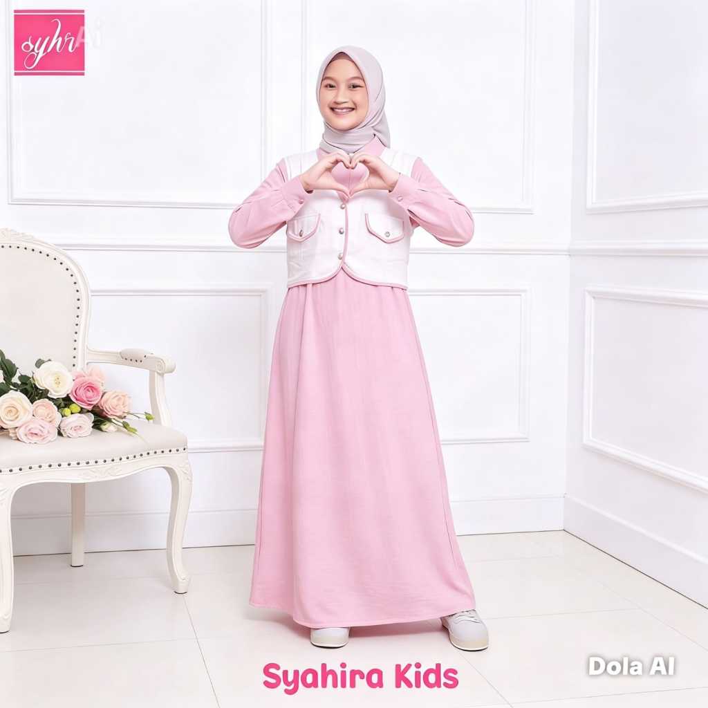 Gamis anak perempuan/gamis rompi /pakaian anak perempuan terbaru2023 bahan katun HQ /REMAJA TANGGUNG