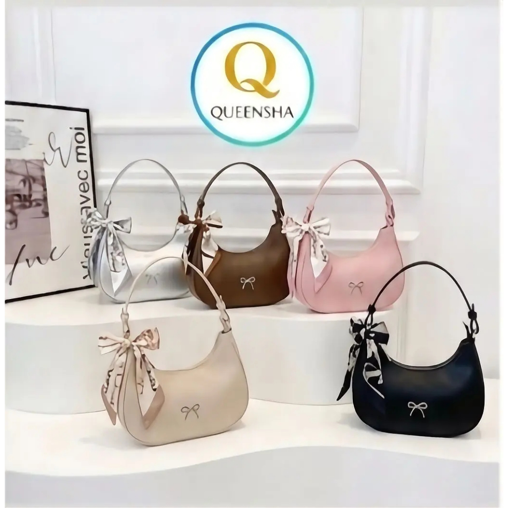 Tas Shoulderbag Wanita LIVIE - Model Bayle Hobo, Warna Putih Miniso, Waterproof Combi Soft Leather