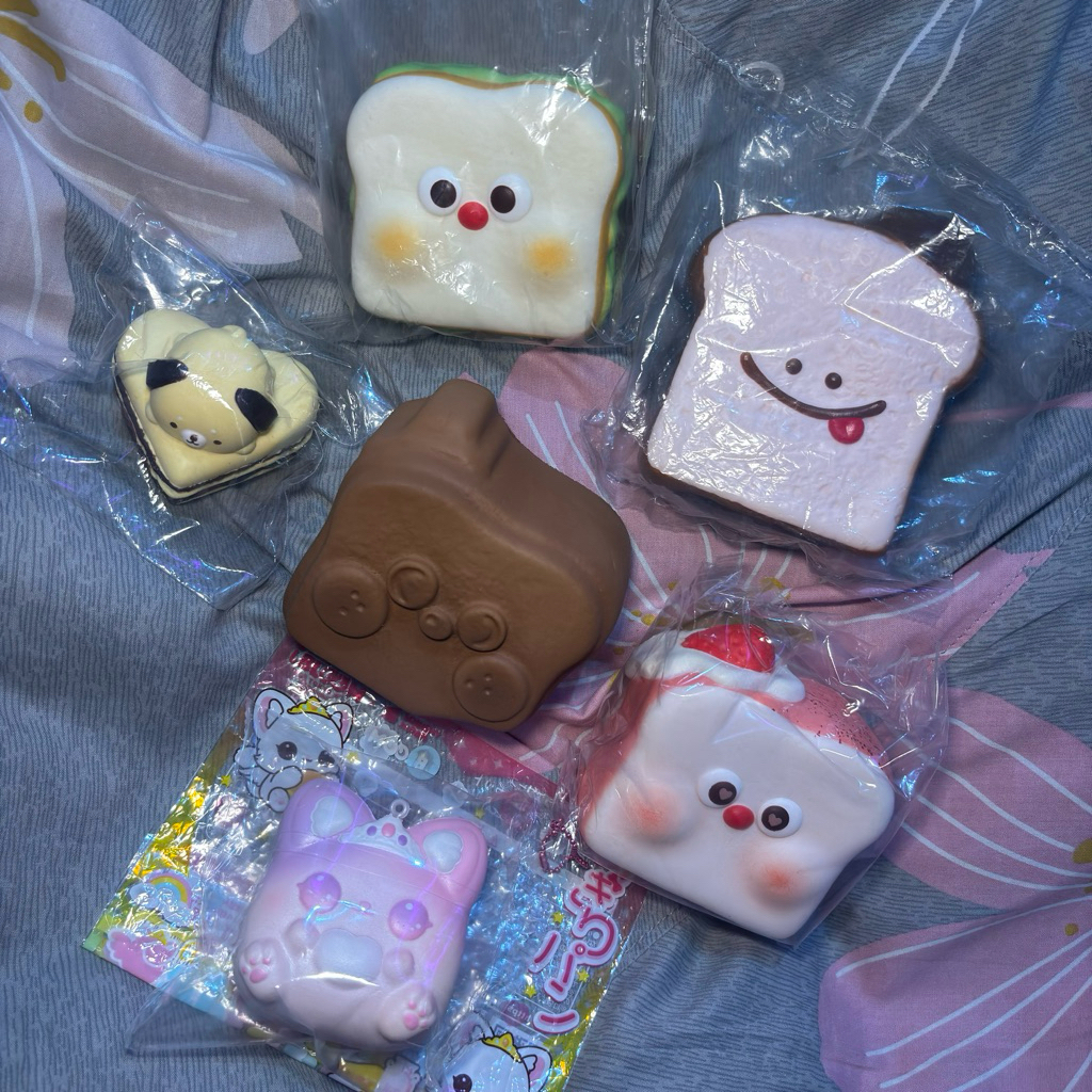 (25/4) Preloved squishy licensed murah bundle mido toast tutuzai bitten dudi honey cake marmo melty 