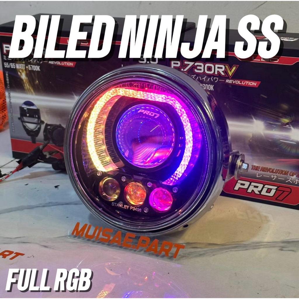 LAMPU DEPAN NINJA SS BILED AES TURBO GEN 2 FULL RGB