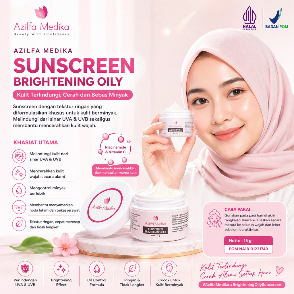 Sunscreen Brightening Oily Kulit kusam Penuaan dini Jerawat makin parah Meratakan warna kulit Mengur