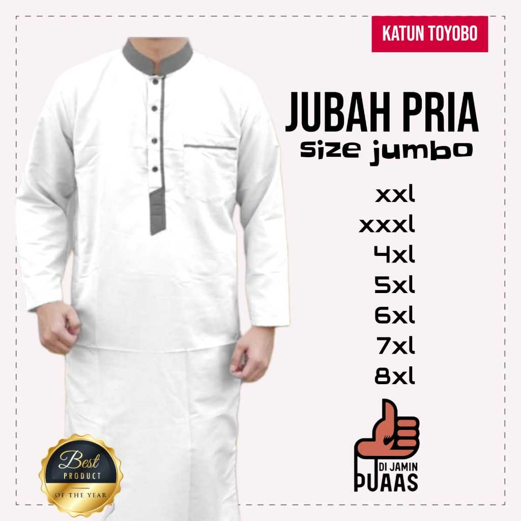Gamis Jubah Pria TOYOBO Putih Hitam Lengan Panjang Premium Adem Jumbo OVER SIZE JUMBO