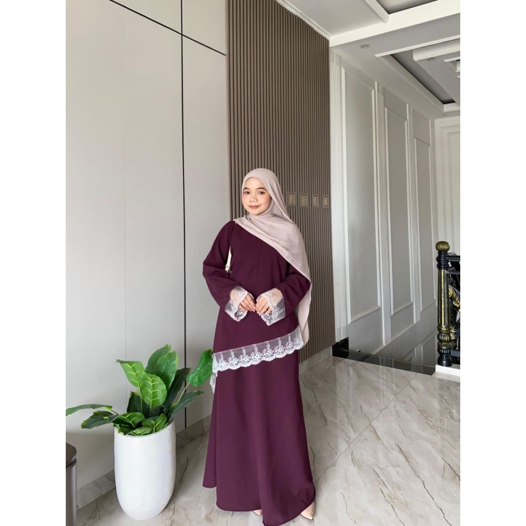 DAIZY • Hafsah Set Rok Lace Brukat Kurung Melayu | Setelan Wanita Remaja Muslim Anti UV Syar'i Modis