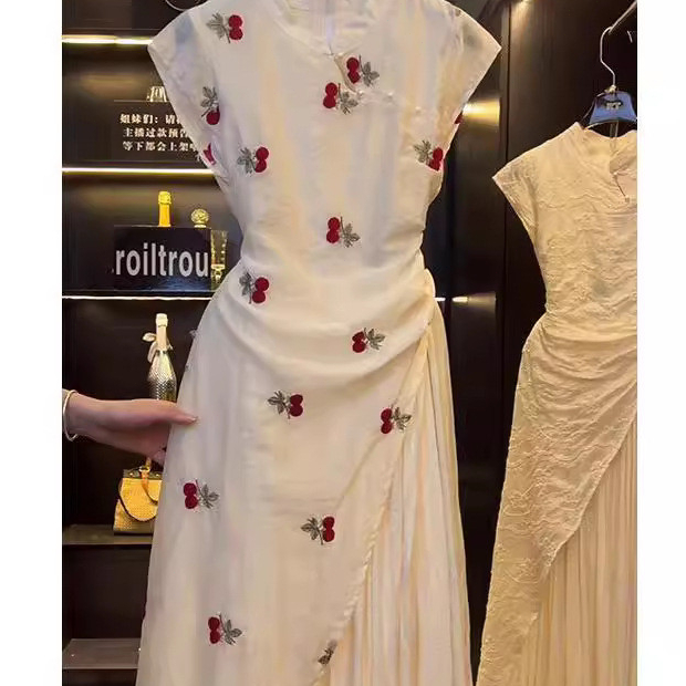 Rok panjang baru cheongsam wanita lengan pendek