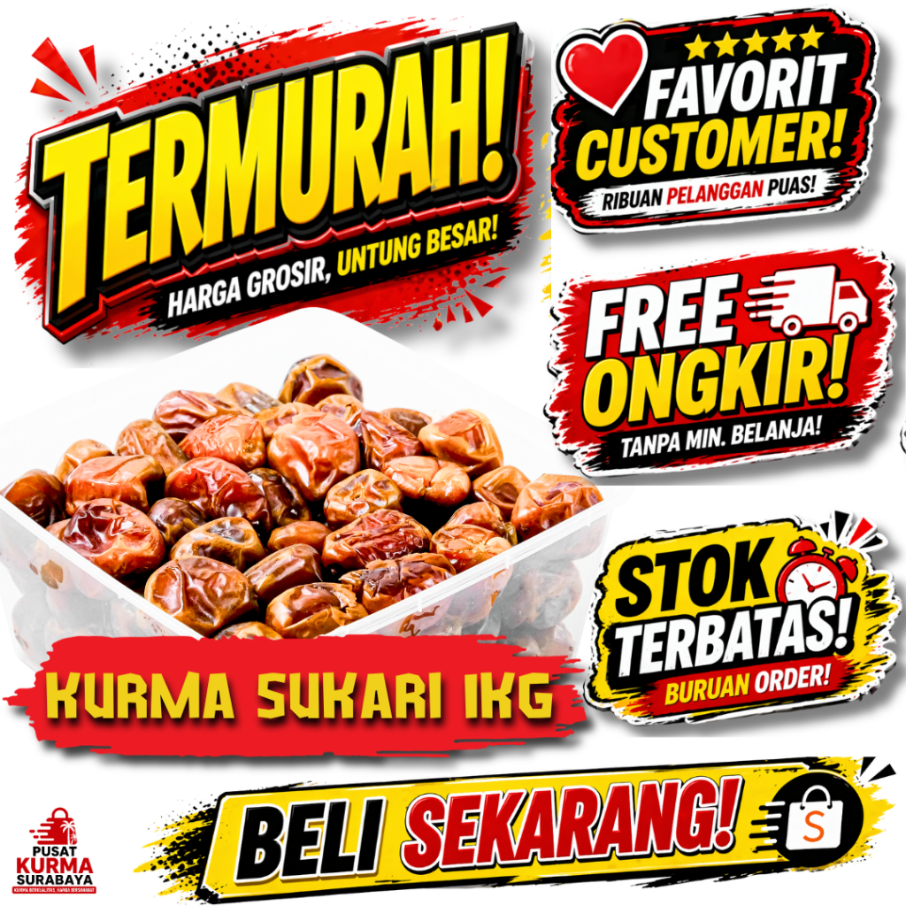 Kurma Sukari 1KG Kemasan Thinwall Murah Kurma Manis Premium Ready Stock Pusat Kurma Surabaya