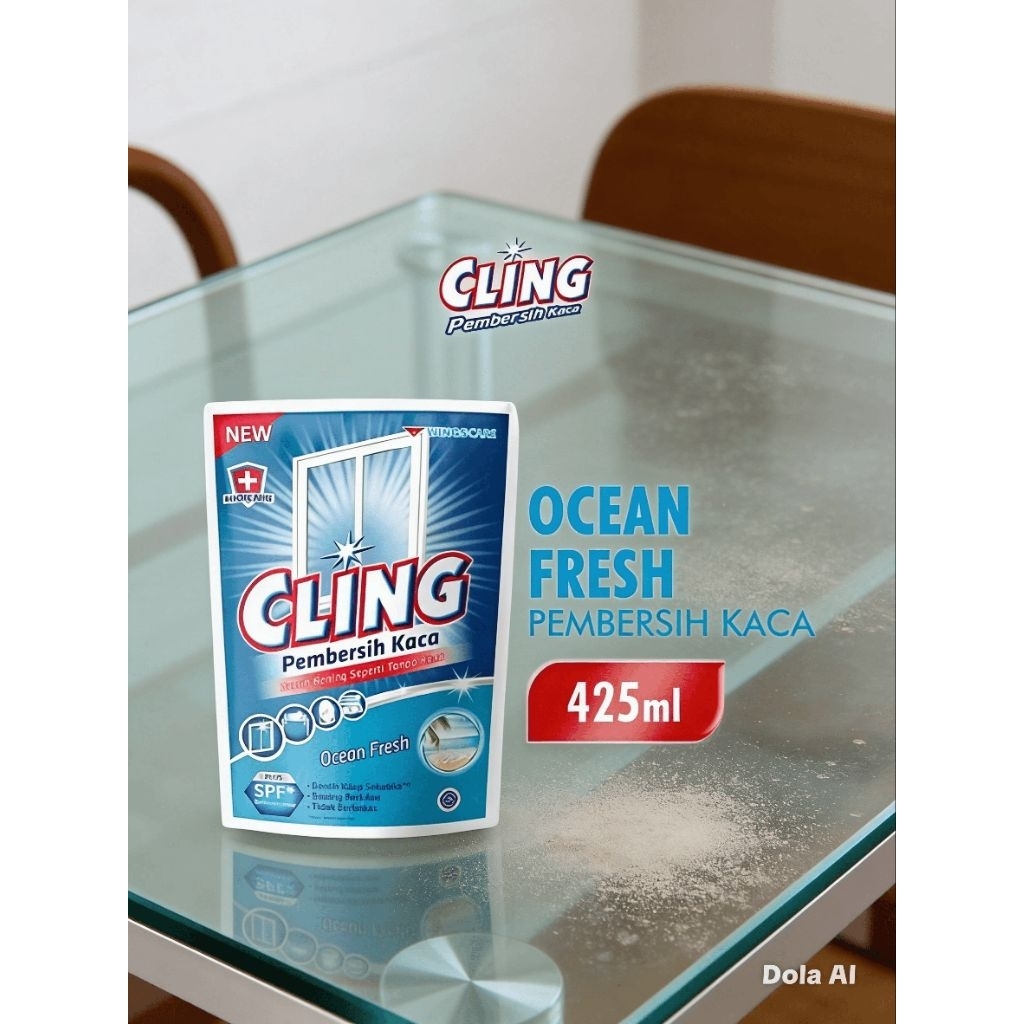 Cling Pembersih Kaca Biru 425ml