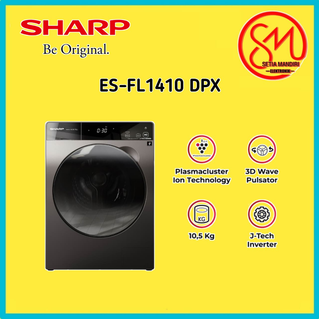 MESIN CUCI SHARP ES-FL1410DPX, ESFL1410 WASH & DRY 100% K-PRO SERIES