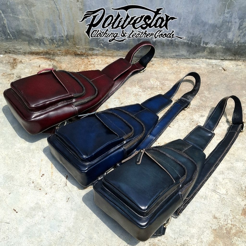 Sling Bag Kulit Sapi Premium Brush Off Crossbody Selempang Pria
