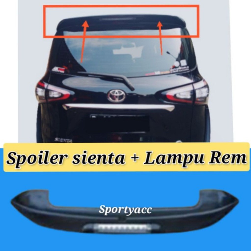 SIENTA SPOILER BELAKANG BAGASI PINTU WING MOBIL HITAM SILVER PUTIH BLACK WITH LED LAMPU MEDAN