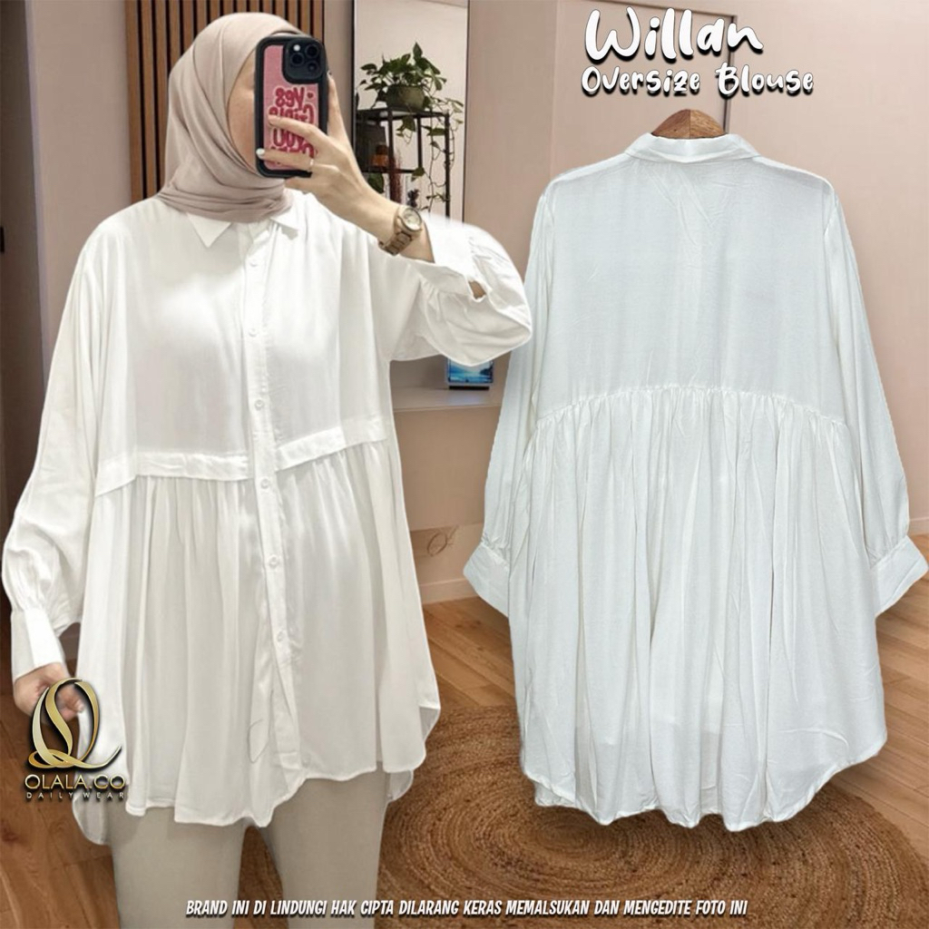 putih Willan kemeja Adem Blouse OVERSIZE LD 120-150 / olala