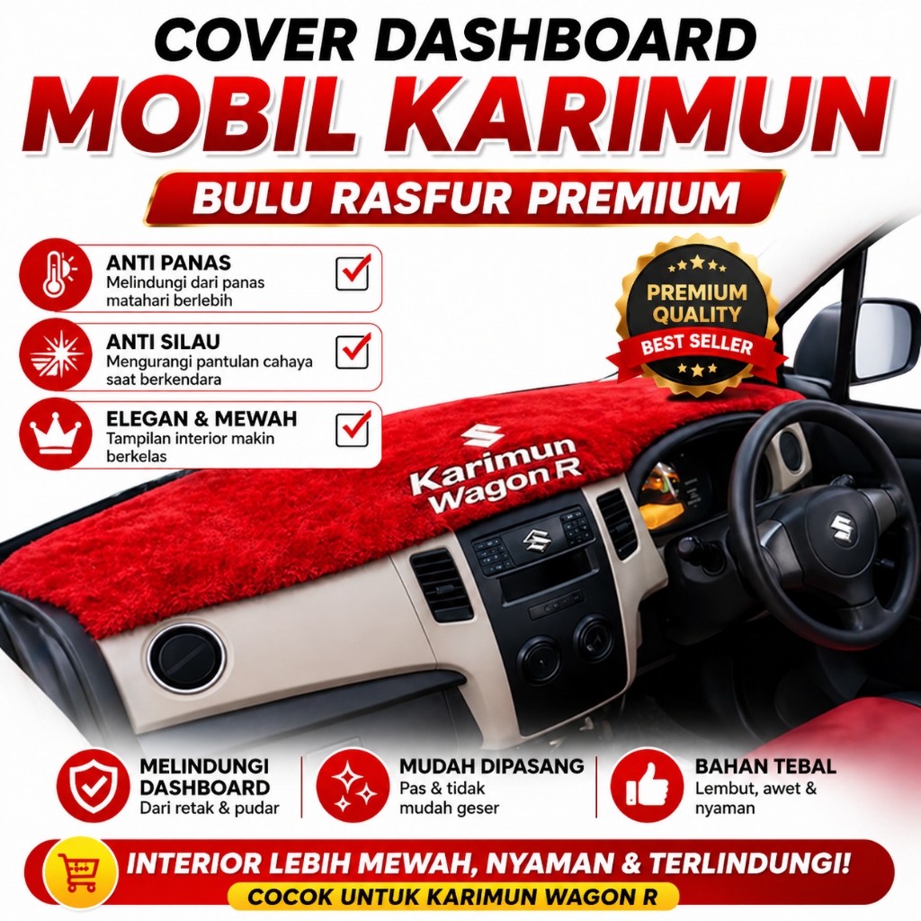 Alas Dashboard Mobil Karimun Bulu Rasfur Premium Custom Nama Anti Silau Nyaman Mewah Elegan