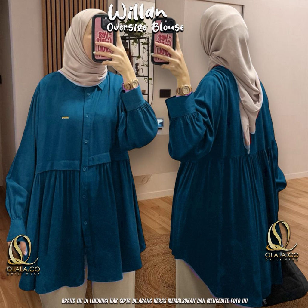 tosca tua Wyelan Blouse JUMBO LD 120-150 kemeja ADEM bahan jatuh katun viscose HQ / olala