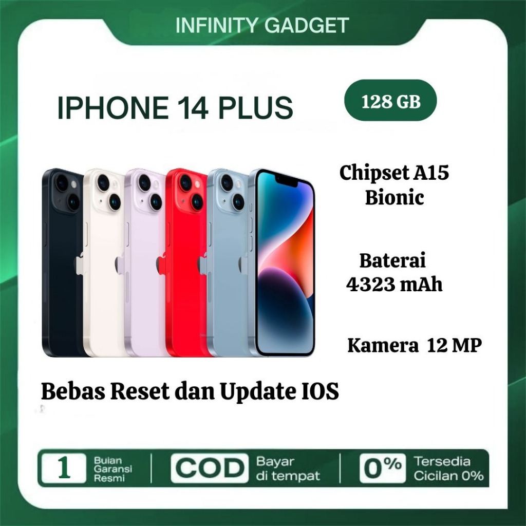 IPhone 14 plus  RAM 128GB Fullset SECOND INTER 100 % AMAN BERGARANSI
