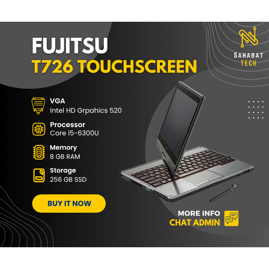 Laptop Fujitsu T726 Touchscreen core i5 Gen 6