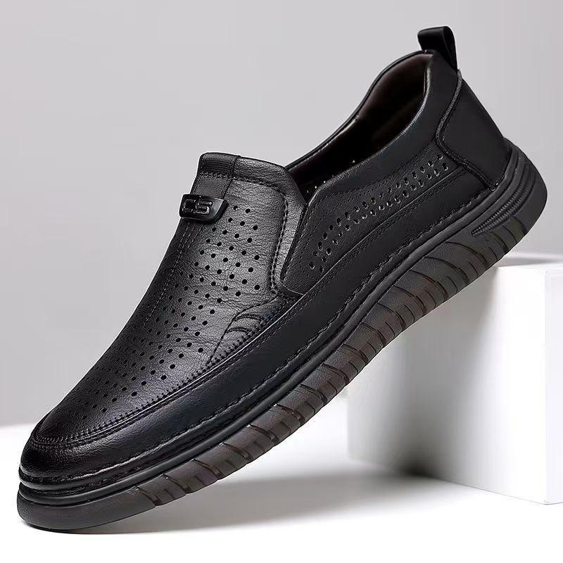 Sepatu Slip On Pria Hitam Kulit Sintetis Polos sepatu Kasual