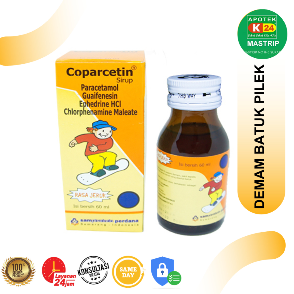 COPARCETIN SIRUP DEMAM BATUK PILEK 6 TAHUN KEATAS 60 ML RASA JERUK