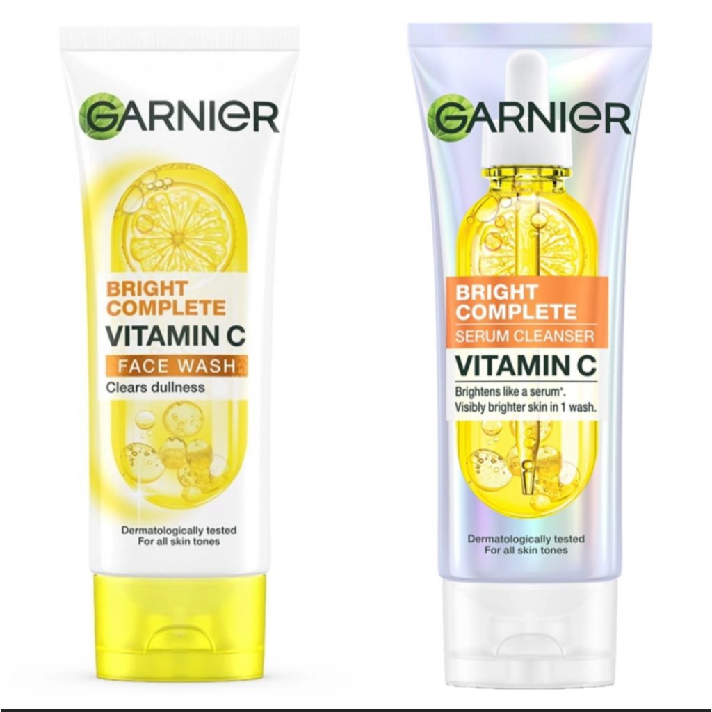 Garnier Bright Complete Vitamin C Face Wash 100 ml Facial Wash Lemon Serum Cleanser 100ml Sabun Pemb