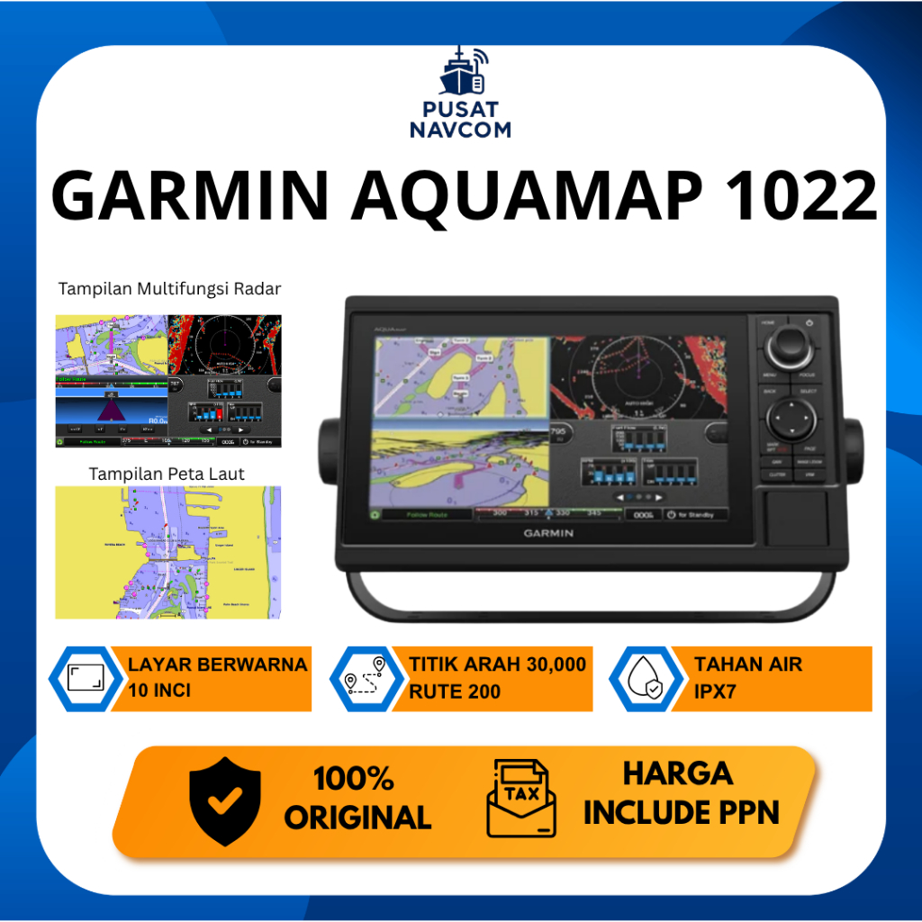 Garmin Aquamap 1022 GPSMAP Navigasi Radar Kapal Multi Fungsi Original