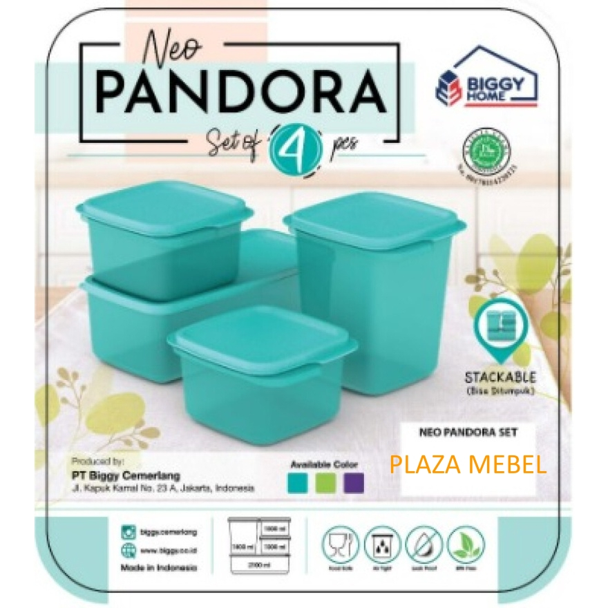 SET Sealware Neo Pandora Biggy / Toples Penyimpanan Makanan ( ISI 4 PCS) FOOD GRADE