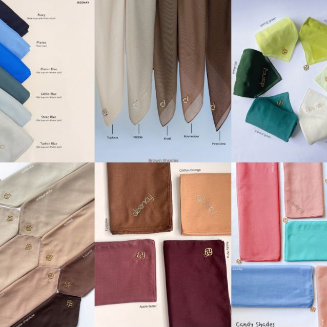 Deenay scarves- Hijab segi empat Liza deenay polos original by deenay scarves