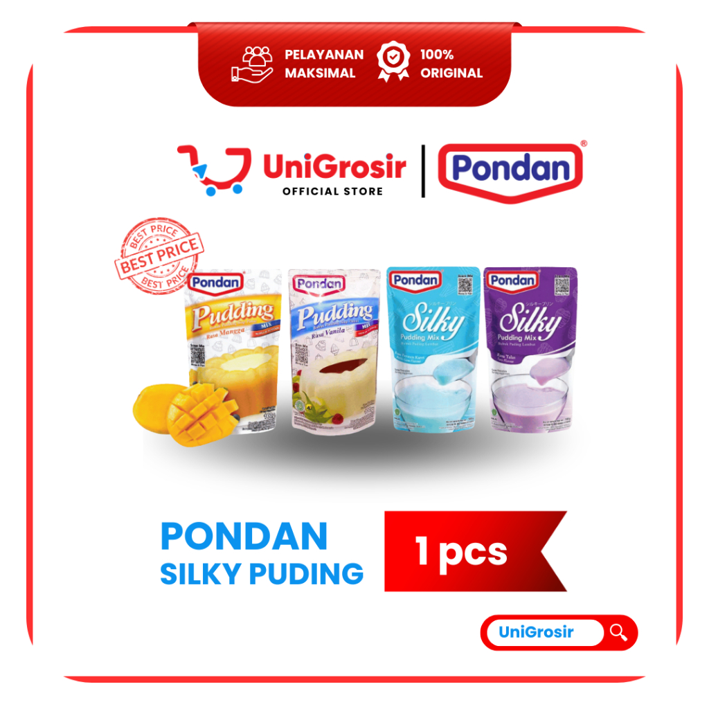[UniGrosir] PONDAN SILKY PUDING RASA BUBBLE GUM TARO PUDING RASA MANGGA VANILLA PUDING COKELAT DAN V