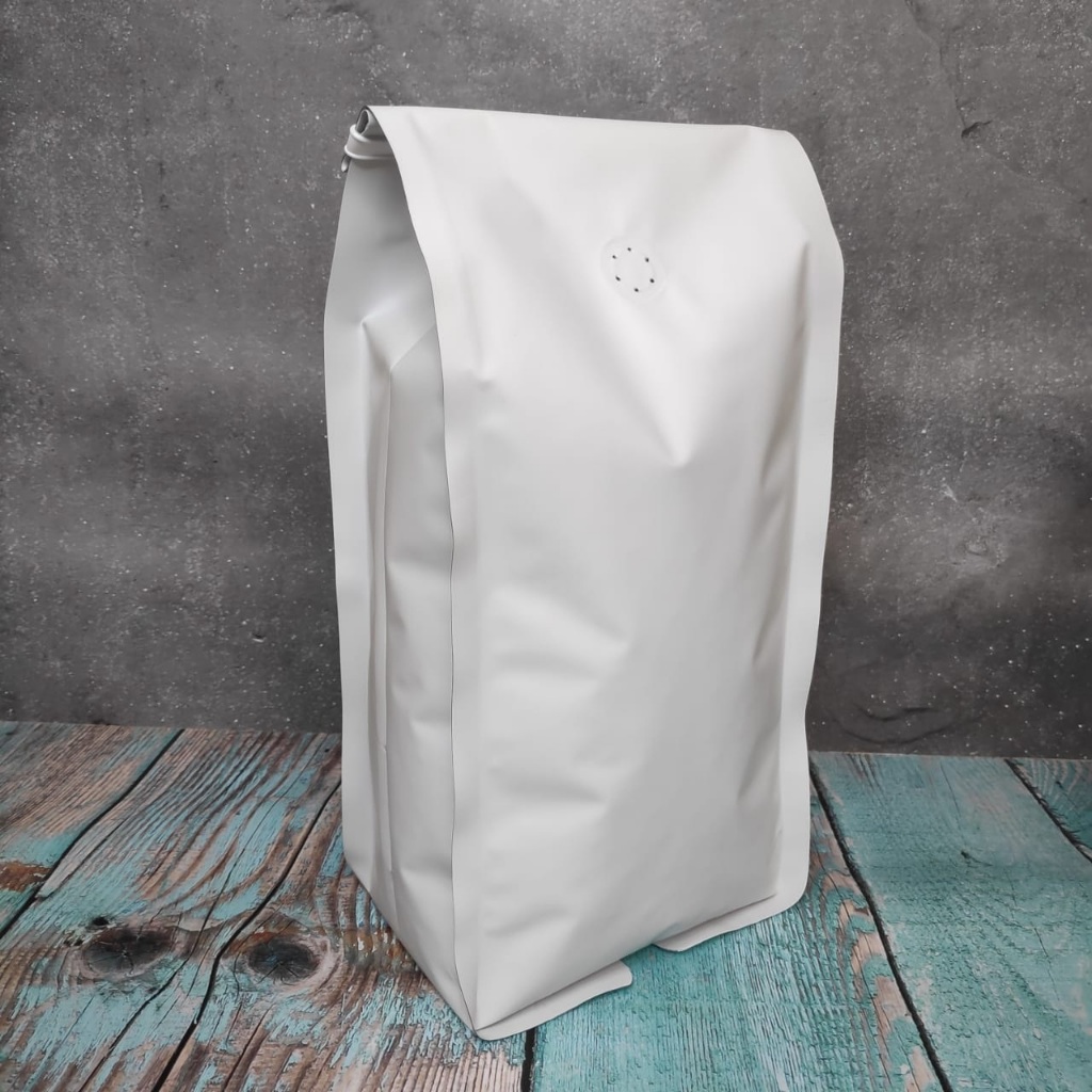 Kemasan Gusset Quadseal White 1 KG | Kemasan Kopi 1000GR Gusset Alumunium