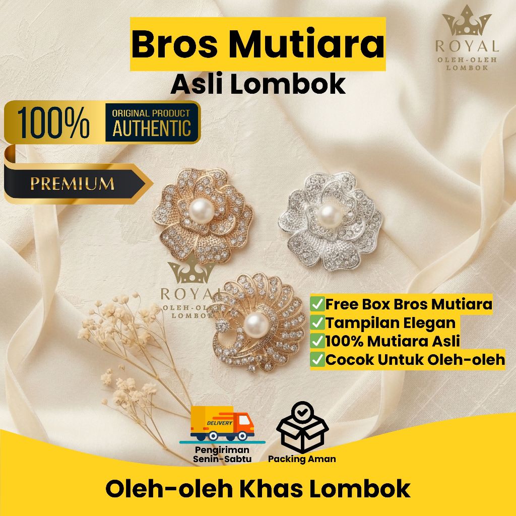 Bros Mutiara Air Tawar 100% Original Bros Elegan Premium Hijab Bros Mutiara Asli Lombok