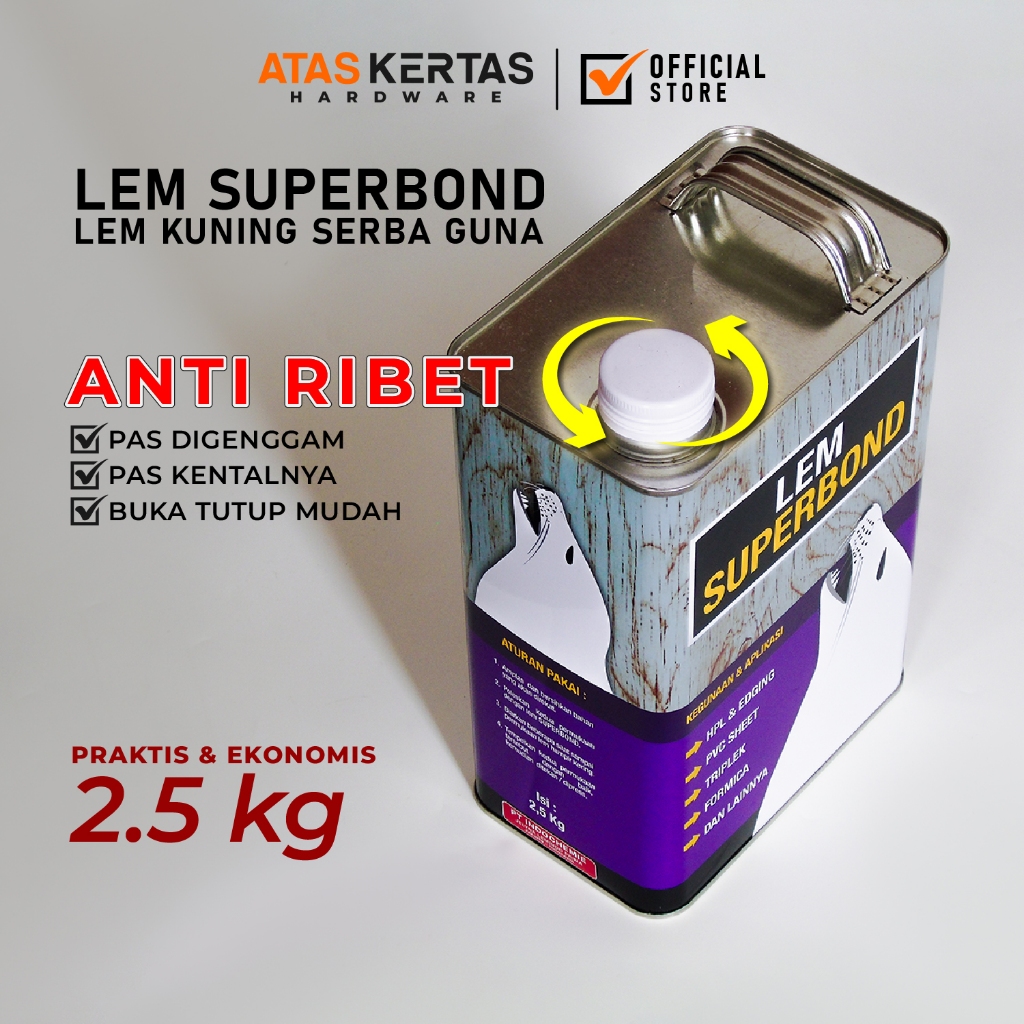 Lem Superbond Ungu 2,5kg - Lem Kuning Hpl - Lem Hpl - Lem PVS Sheet - Lem Kuning Serba Guna