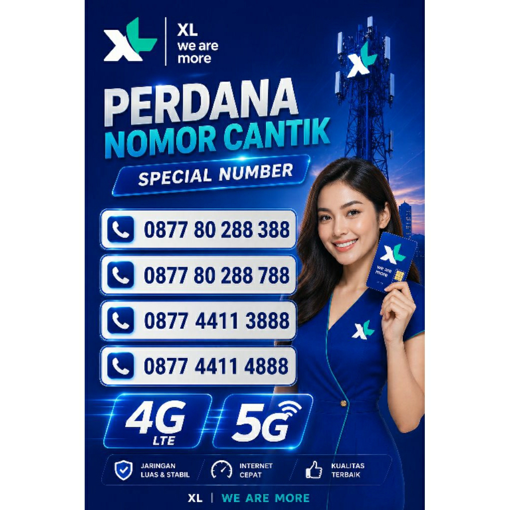 PERDANA XL NOMOR CANTIK ABC 288 388 788 3888 4888 TRIPLE 888 4411