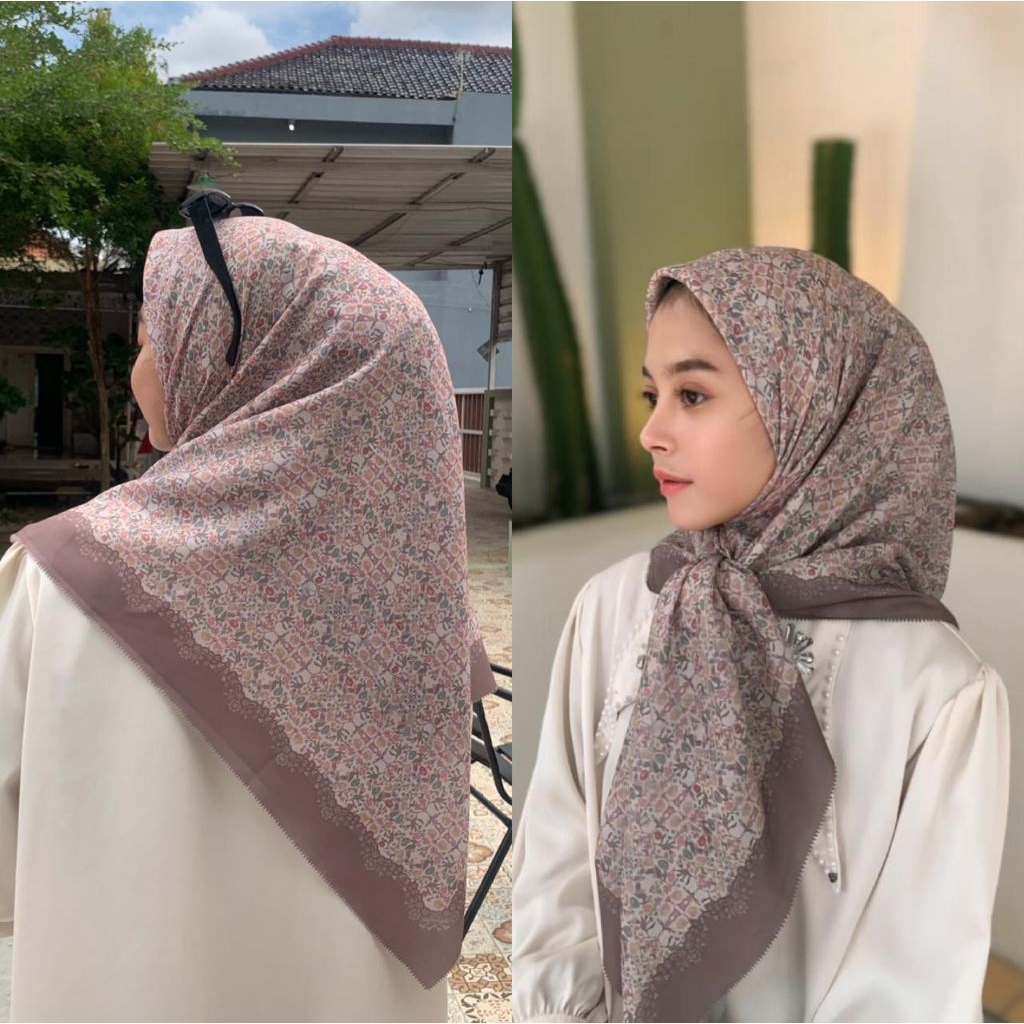 Hijab voal merah putih/ Hijab segi empat voal motif Indonesia / Jilbab voal premium / Hijab voal seg