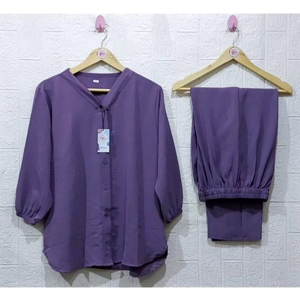 PROMO SETCEL ANDIN/SET BAJU MURAH/SETELAN POLOS CRINGKEL PREMIUM