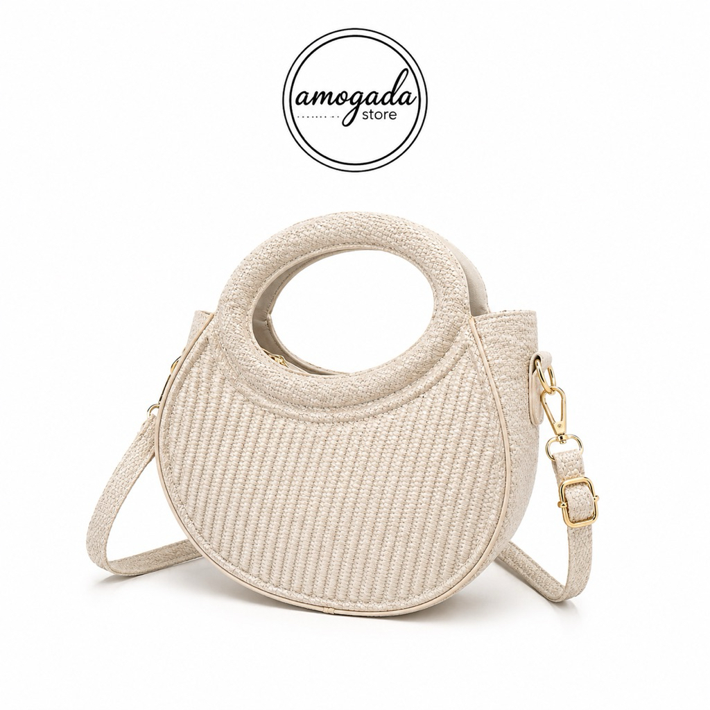 Tas Selempang & Handbag Wanita Glitter Mewah – Tas Pesta Model Half Moon Shimmering Elegan