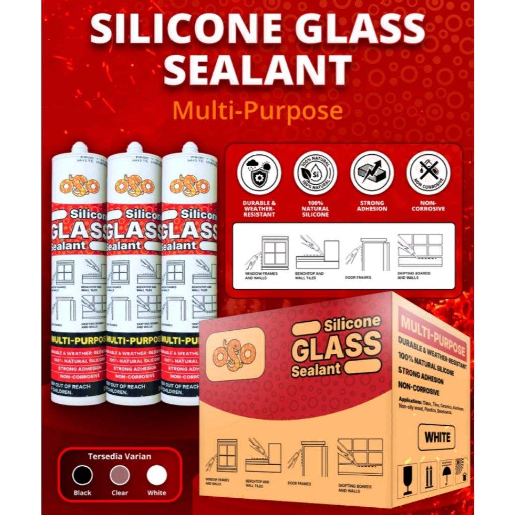 OSO Silicone Sealant Lem Kaca Warna Transparan Murah