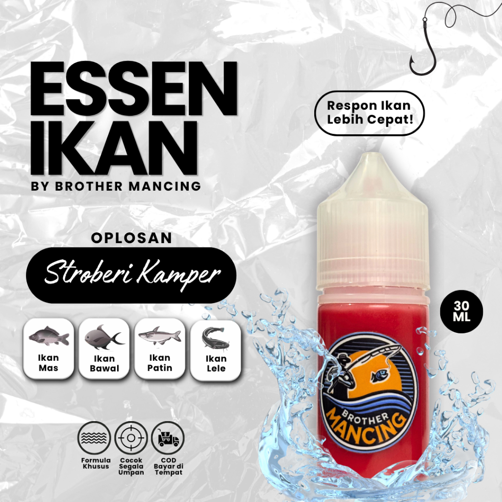 Esen Oplosan Strawberry Kamper Brother Mancing Ikan Mas Lele Patin Bawal 30ml
