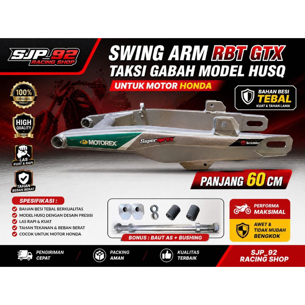 SWING ARM BEBEK TRAIL MODEL HUSQ PANJANG 60CM PNP HONDA BLADE REVO KARISMA SUPRA C70 SMASH SHOGUN AL