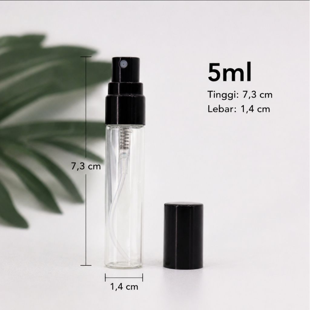 [Perlusin] Botol Parfum 5ml Mini Kaca Spray – Travel Size / Botol Decant Kosong Estetik