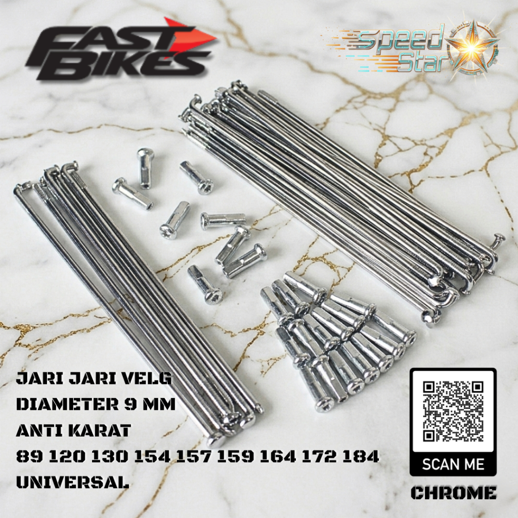 Ruji Velg Motor Chrome 9mm Fastbikes Universal Kuat Anti Karat Ukuran Lengkap