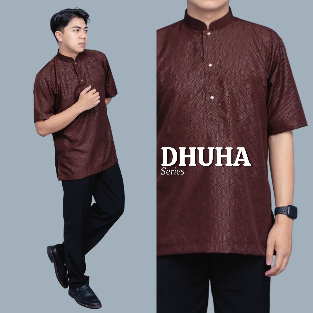 WAKTU DHUHA - Pakaian Muslim Baju Atasan Muslim Pria Dewasa Lengan Pendek Koko Dhuha