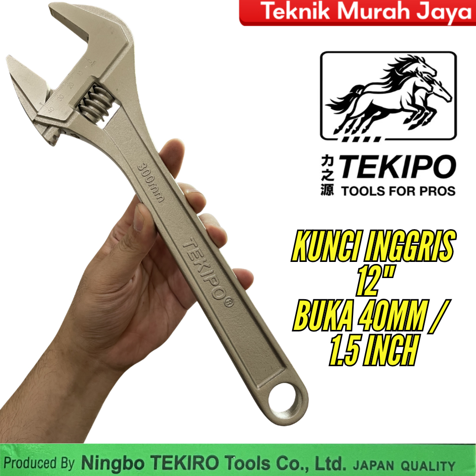 TEKIPO TEKIRO KUNCI INGGRIS 12 INCH TIPE EU ADJUSTABLE WRENCH BAGO WR-AD0283 Panjang 30 cm Bukaan 40