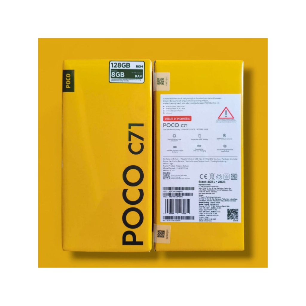 HP POCO C71 RAM 4GB/128GB - Layar 6.88 Inci, Baterai 5160mAh, Kamera 50MP