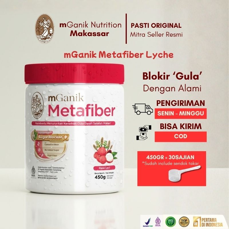 mGanik Metafiber Lyche 450g Rasa Leci Suplemen Serat Diabetes, Blokir Gula Dengan Alami, High Fiber 