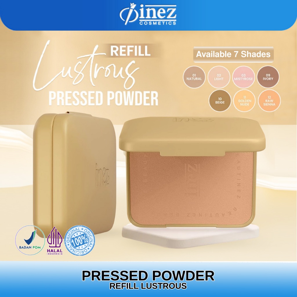INEZ Refill Bedak Gold Lustrous Pressed Powder Bedak Padat Inez 900