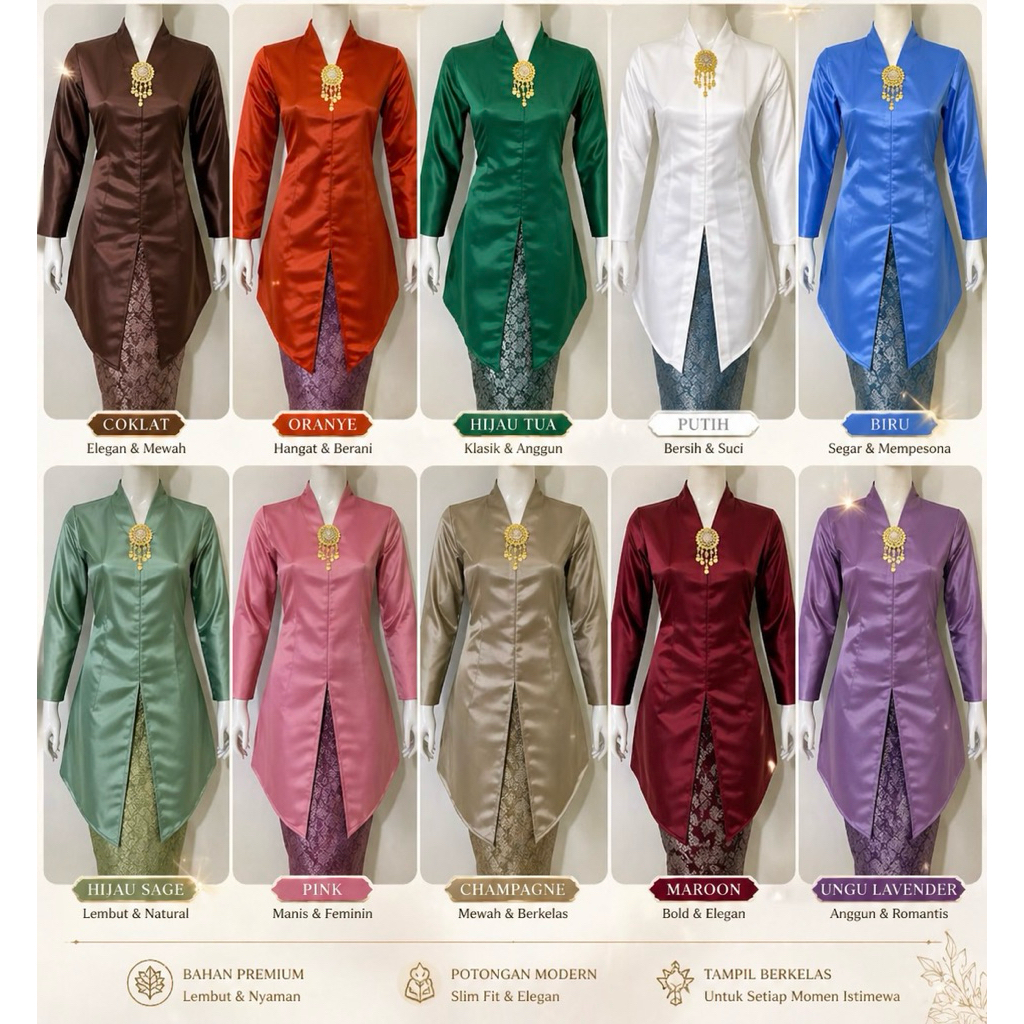 Super Sale Kebaya kartini Tunik Kurung Taffeta Jumbo Lengan panjang / Baju Kebaya Busui Reseleting D