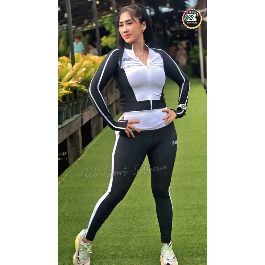 SXB SPORT-SETELAN BAJU OLAHRAGA SENAM WANITA JACKET CROP DAN LEGGING