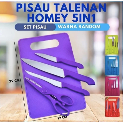 [EMKA] SET PISAU TALENAN | Set Pisau Dapur plus Talenan ( 5 in 1 set pisau dan talenan ) / Pisau Dap