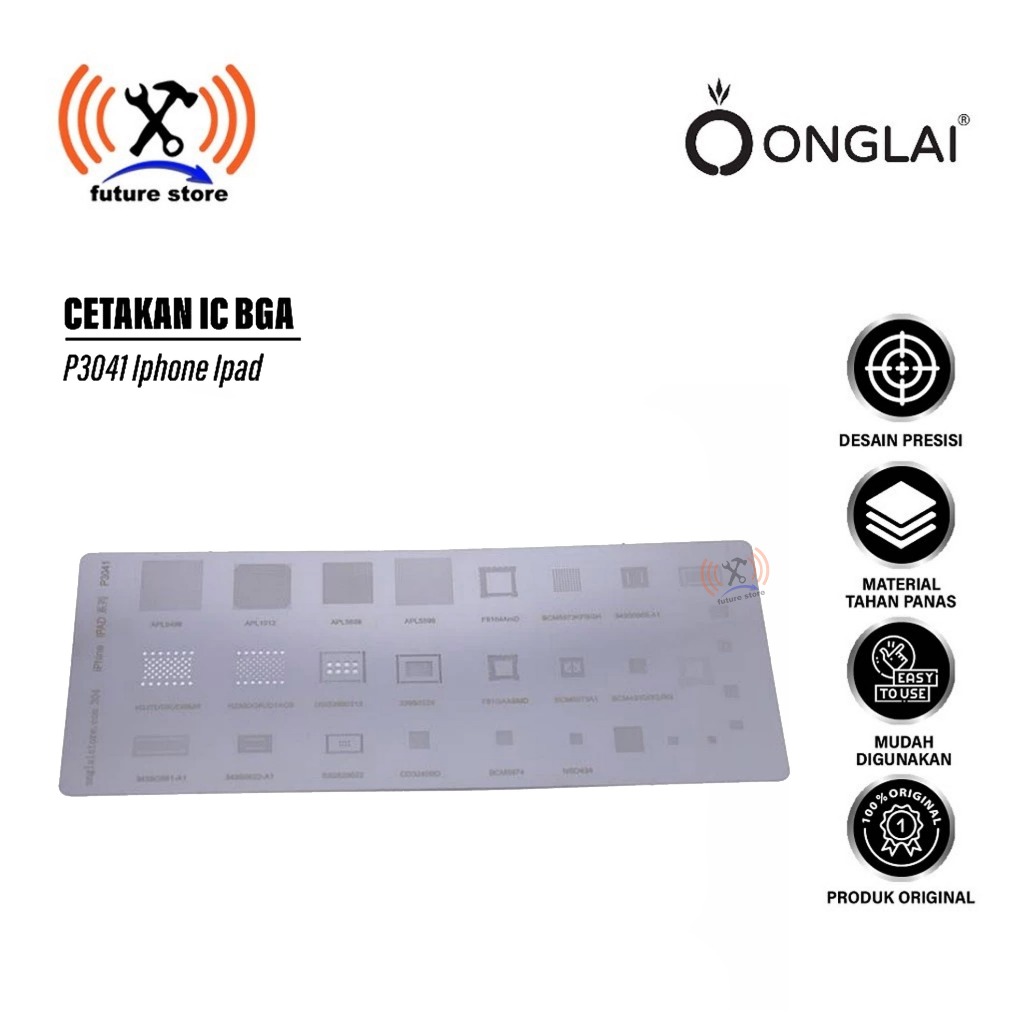 CETAKAN IC CPU ONGLAI FIXTOOL P3041 IPHONE IPAD SERIAL STEEL ORIGINAL - STENCIL IC CPU ONGLAI FIXTOO
